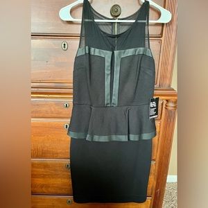 Express peplum Black mesh Leather dress